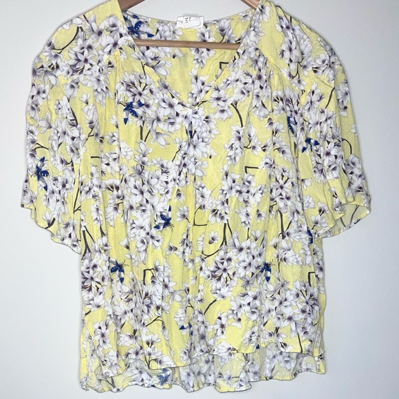 H&M Tops - Floral Yellow and Purple Top